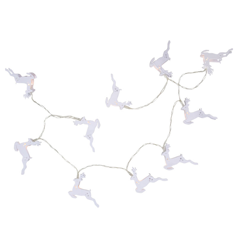 10 B/O LED Warm White Reindeer Christmas Lights - 3' Clear Wire