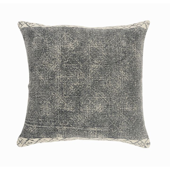 20" Gray with White Tribal Border Square Throw Pillow