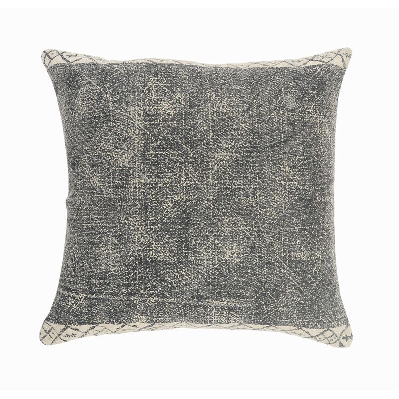 20" Gray with White Tribal Border Square Throw Pillow