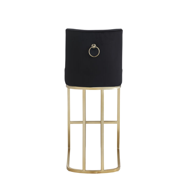 Set of 2 Gold Brushed Velvet Bar Stools