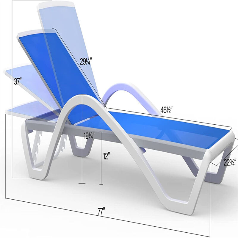 Adjustable Aluminum Pool Lounge Set, Blue