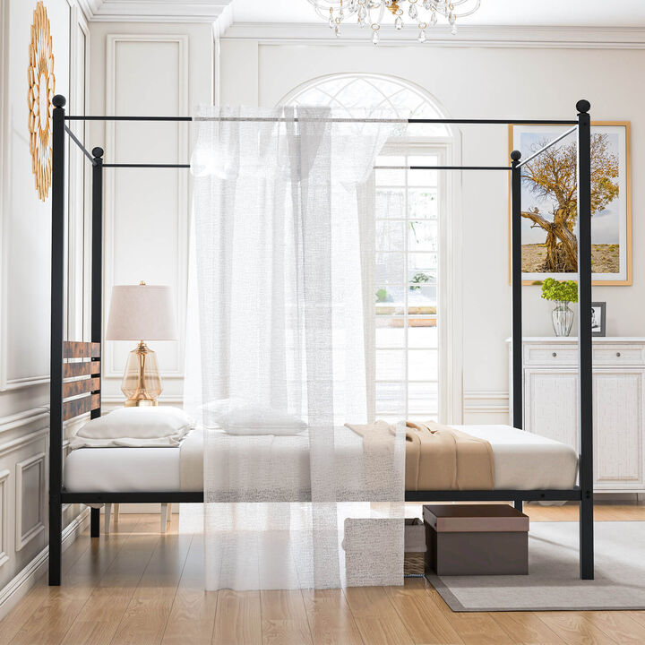 Canopy Bed Frame with Under Bed Storage