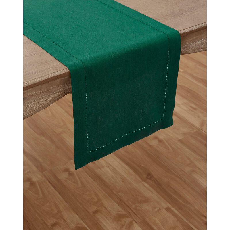 Solino Home 100% Pure Linen Table Runner | Classic Hemstitch for Valentines