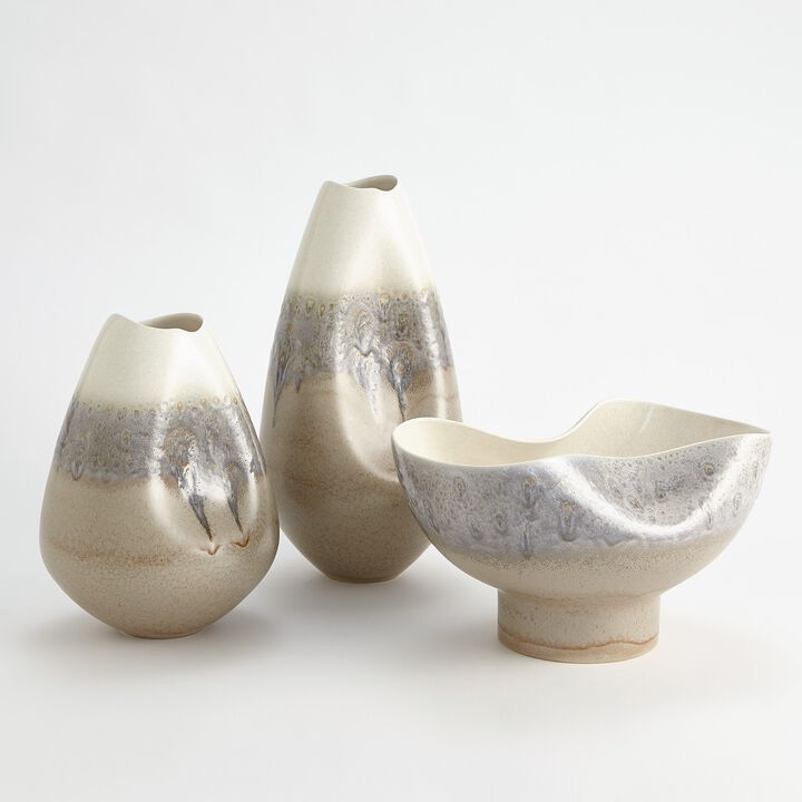Cream Rises Dented Vase