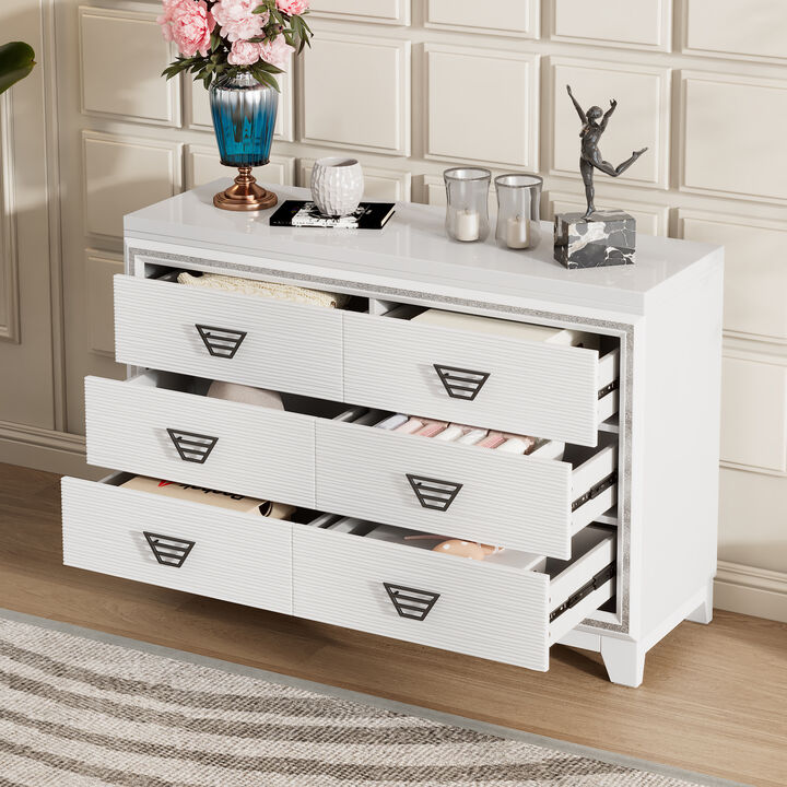 Merax Elegant Dresser Cabinet with 6 Drawers