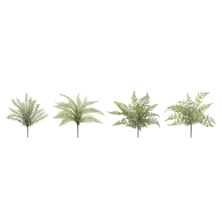 Assorted Fern Foliage Bush Set of 12 for Indoor Plants and Seasonal Decor