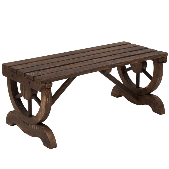 Brown Garden Seat: 2-Person Wooden Bench, Rustic Style, 550 LBS Capacity
