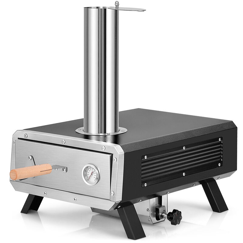 Outdoor Pizza Oven, Portable Wood Pellet Pizza Stove with 12-Inch Round Rotatable Pizza Stone