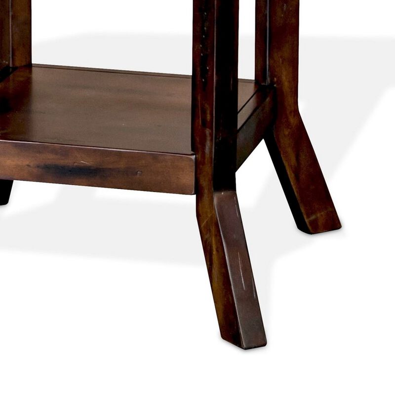 Odel Side End Table, 1 Shelf, Dark Brown Mahogany, Rectangular 25 Inch - Benzara