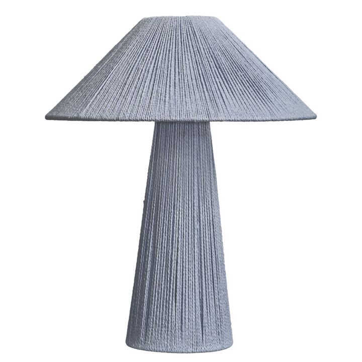 Liya 18 Inch Table Lamp, Cone Shade and Tapered Base, Textured Blue Finish - Benzara