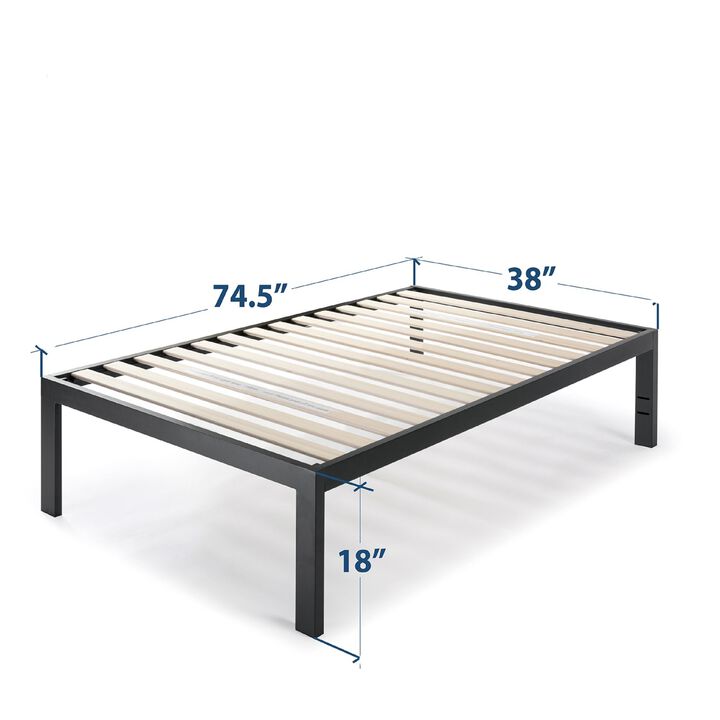 Simple Assembly Metal Platform Bed Frame with Wooden Slat Support