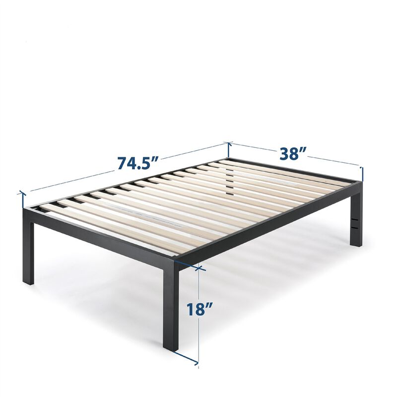 Hivvago Twin size 18 Inch Easy Assemble Metal Platform Bed Frame Wooden Slats