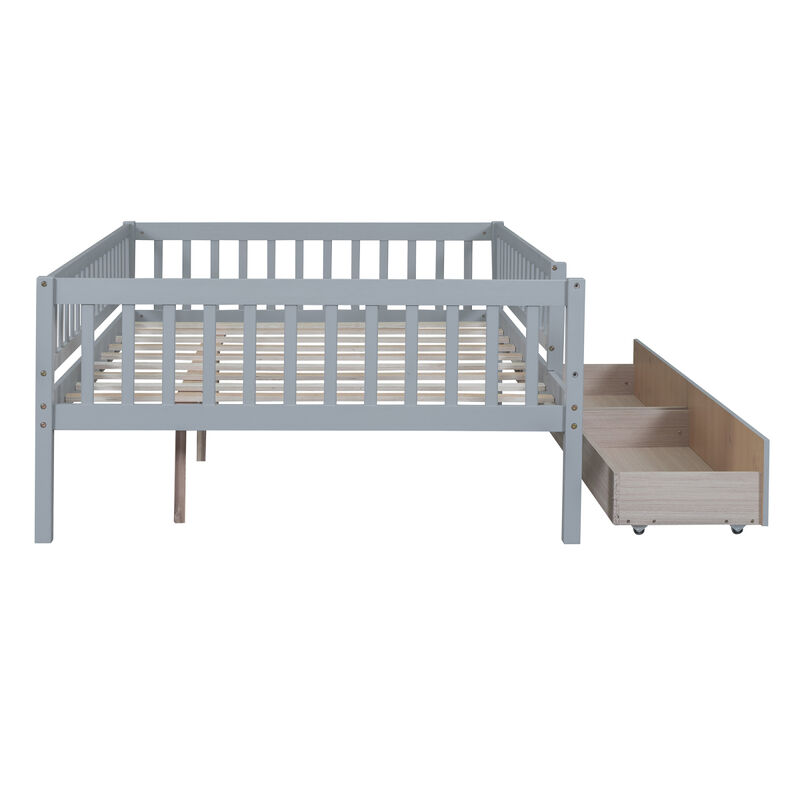 Full Size Daybed Wood Bed With Two Drawers