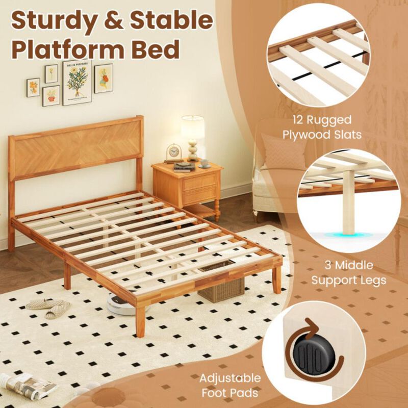 Bed Frame with Headboard and Storage Space for Practical and Stylish Bedroom Organization