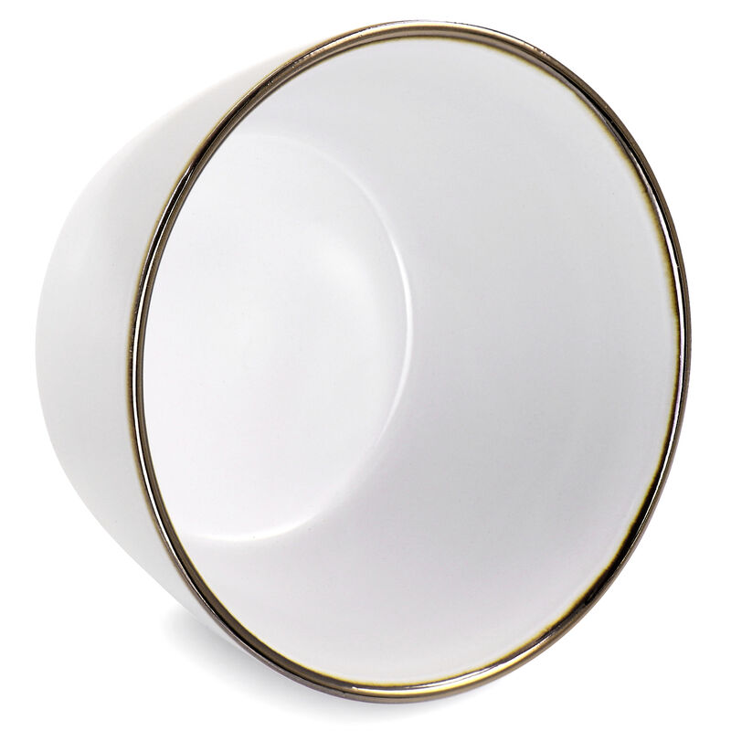Elama Arthur 6 Piece Stoneware Bowl Set in Matte White with Gold Rim