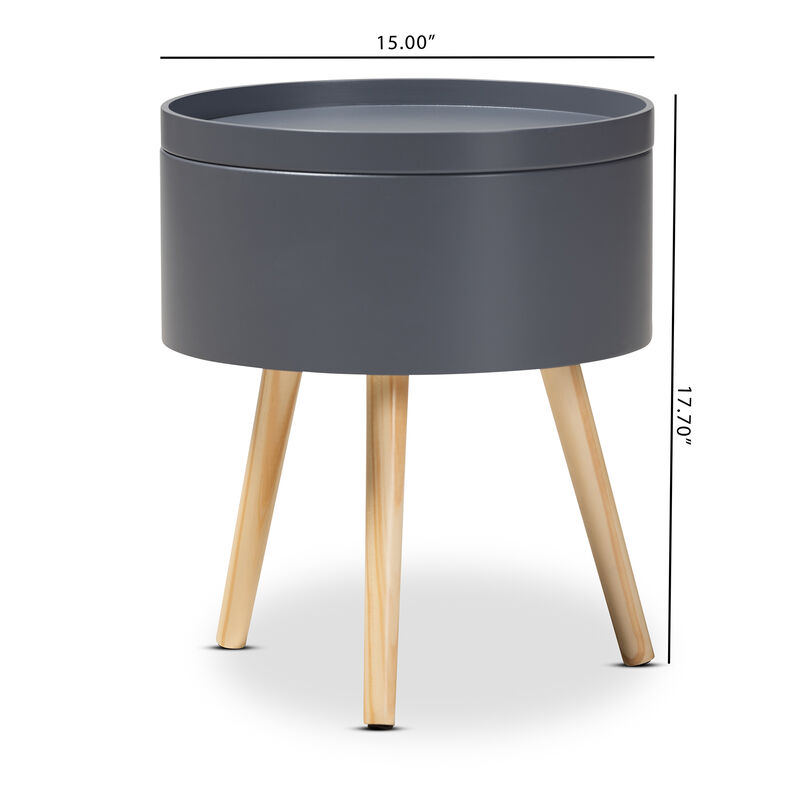 Baxton Studio Jessen Mid Century Modern Gray Wood End Table with Removable Top