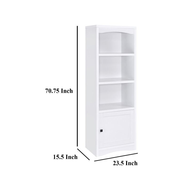 Donna Media Tower Pier Cabinet, Adjustable Shelves, White Wood 71 Inch - Benzara
