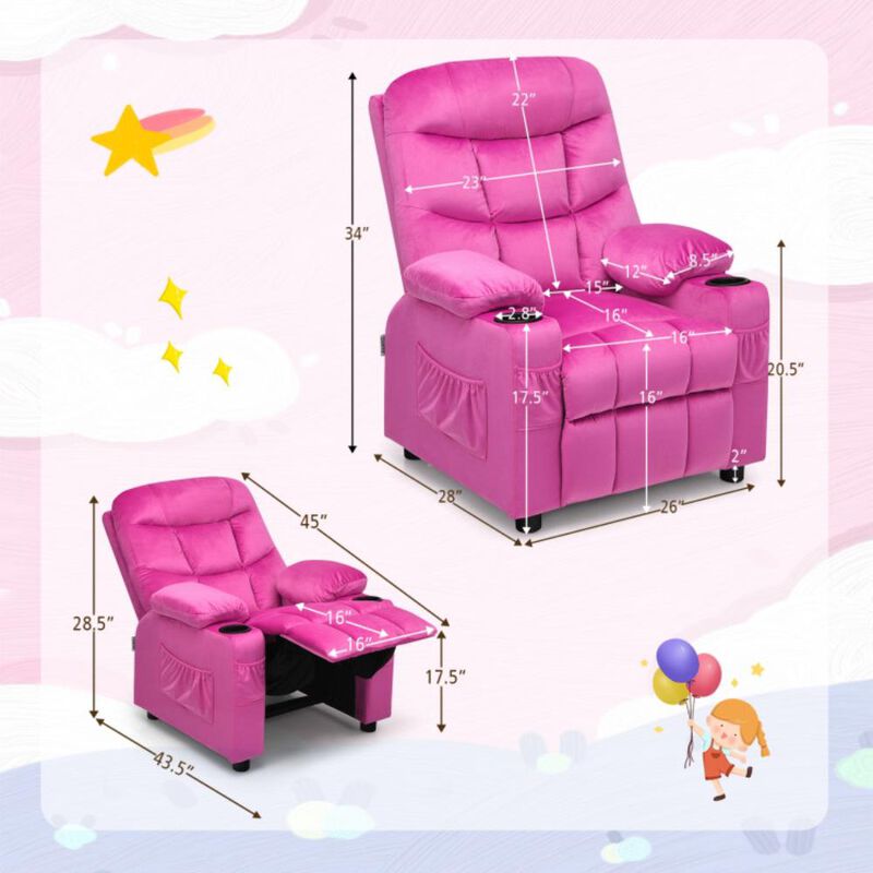 Hivvago Kids Recliner Chair with Cup Holder and Footrest for Children