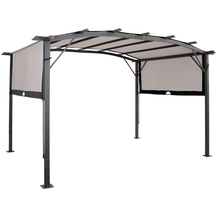 Sunnydaze 9 ft x 12 ft Metal Arched Pergola with Retractable Canopy