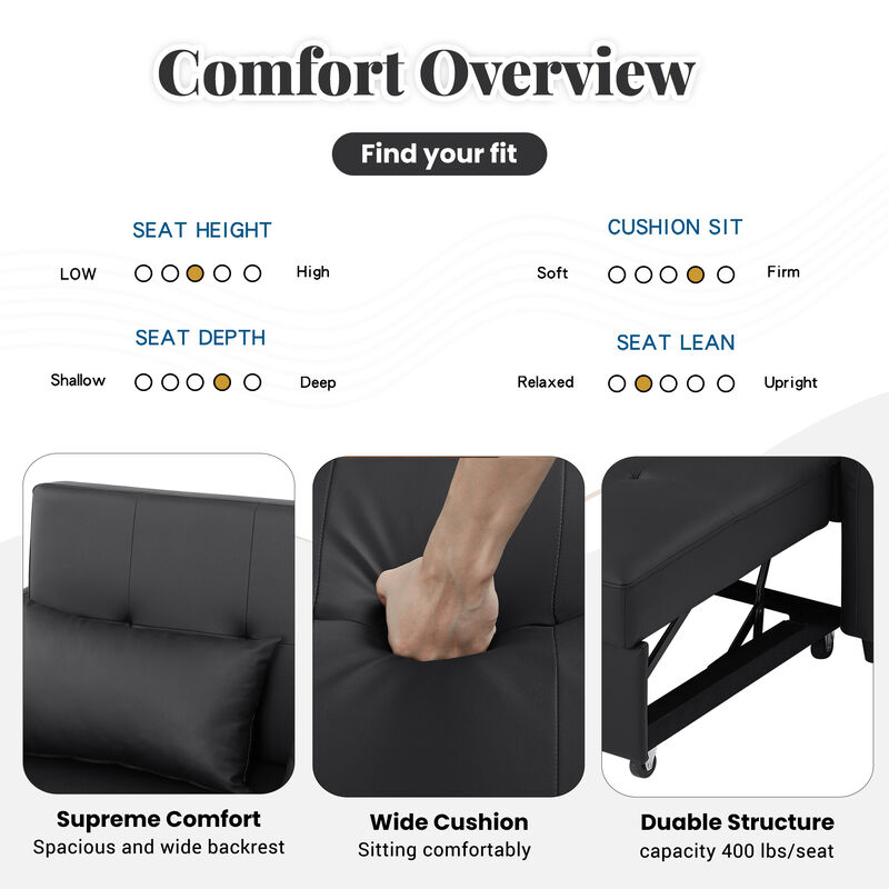 Merax Convertible PU Loveseat Sleeper Sofa Bed