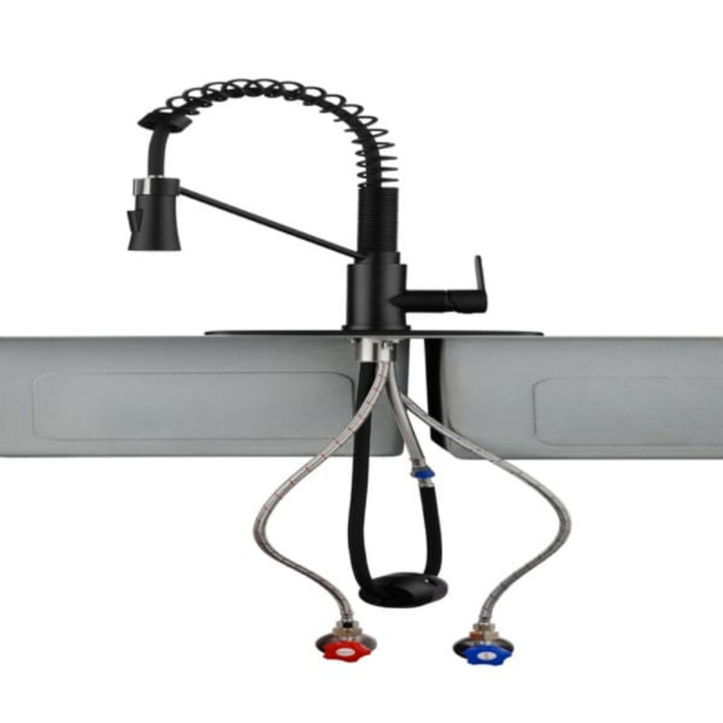 Single Handle Kitchen Sink Faucet with Pull Down Sprayer and Soap Dispenser