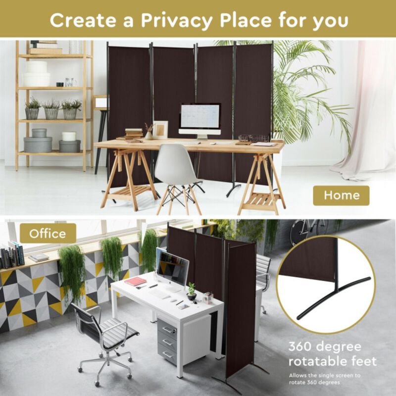 Hivvago 4-Panel  Room Divider with Steel Frame