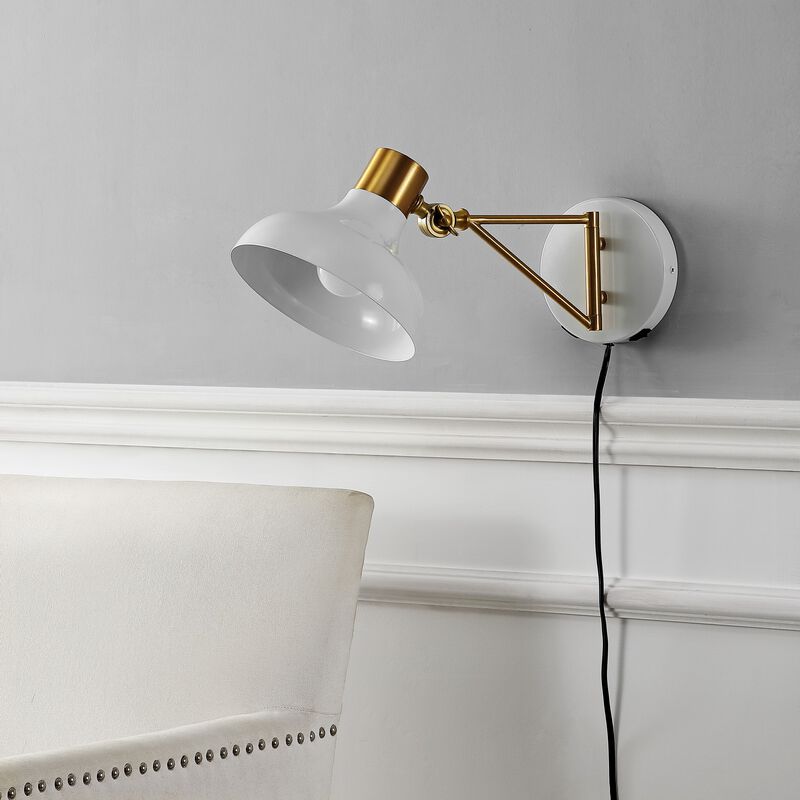 Lynn Swing Arm Modern Midcentury Iron USB Charging Port LED Sconce