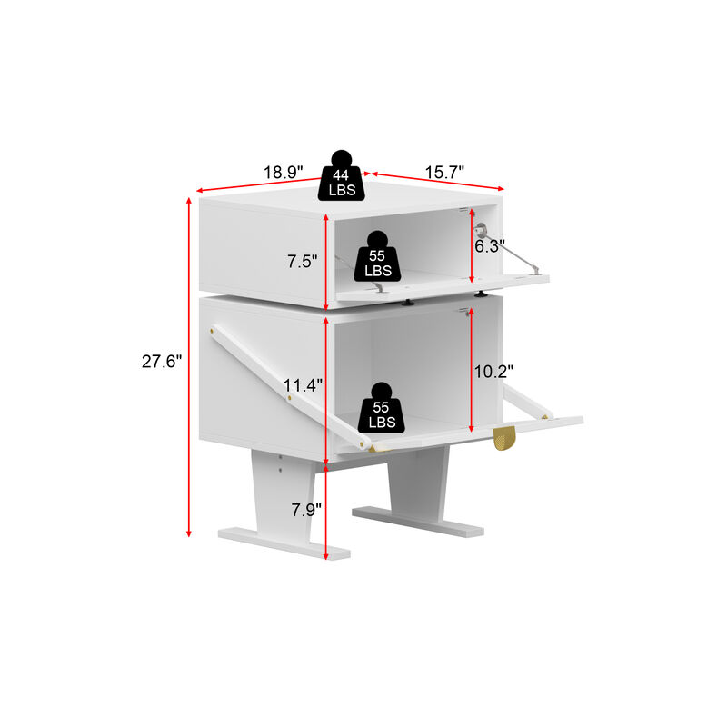 FUFU&GAGA Robot-Themed Storage Cabinet - Modern Organizer, (27.6" H x 18.9" W x 15.7" D) ,White