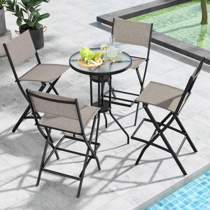 Hivvago Folding Bar Stools Set of 2 Backrest Humanized Footrest