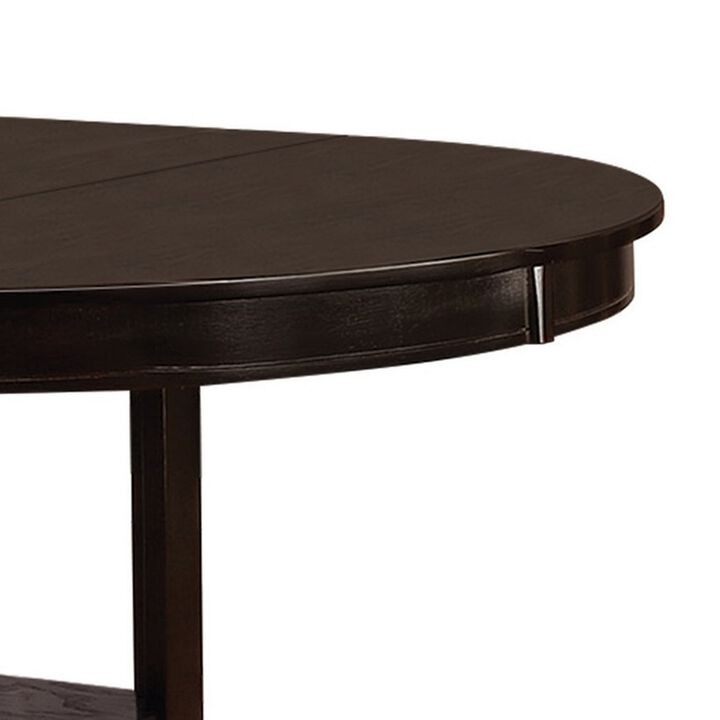 60 Inch Counter Height Table with Storage, Open Shelf, 6 Seater, Brown - Benzara