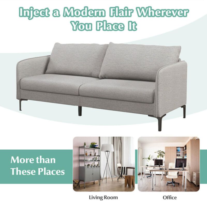 Hivvago Modern 76 Inch Loveseat Sofa Couch for Apartment Dorm with Metal Legs-Gray