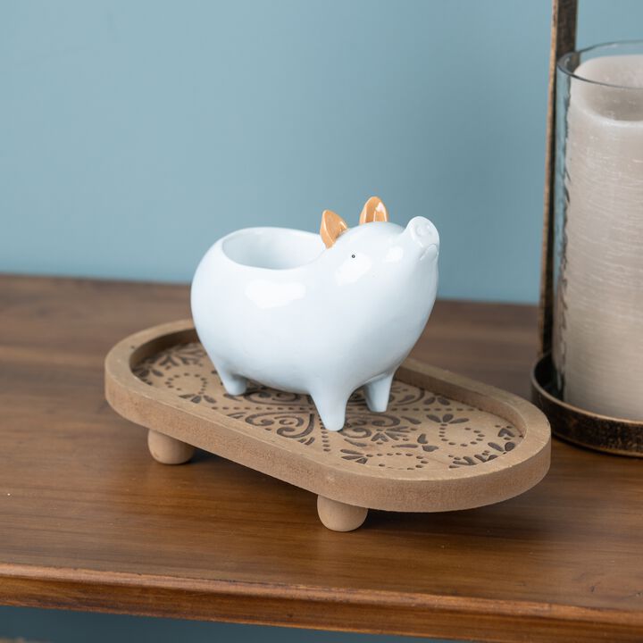 Set of 4 Chic Pig Planters – Unique Pig Planters for Indoor, Outdoor, and Garden Decor