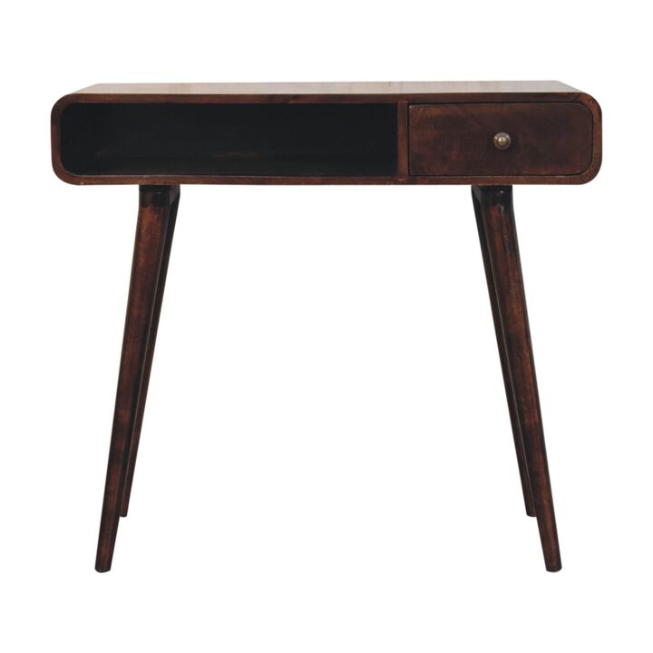 Artisan Furniture Solid Wood Curved California Walnut Writing Desk