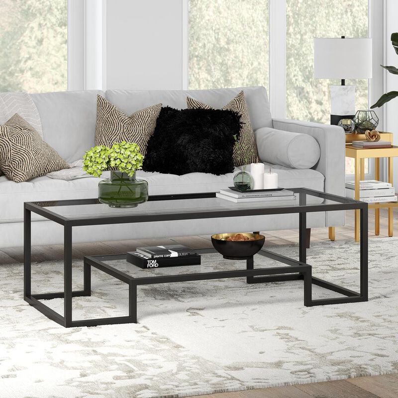 Hudson&Canal Athena 54'' Wide Rectangular Coffee Table in Blackened Bronze