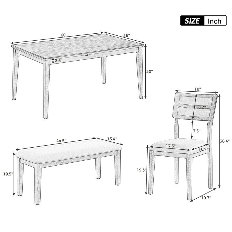 Classic And Traditional Style 6 - Piece Dining Set, Includes Dining Table, 4 Upholstered Chair