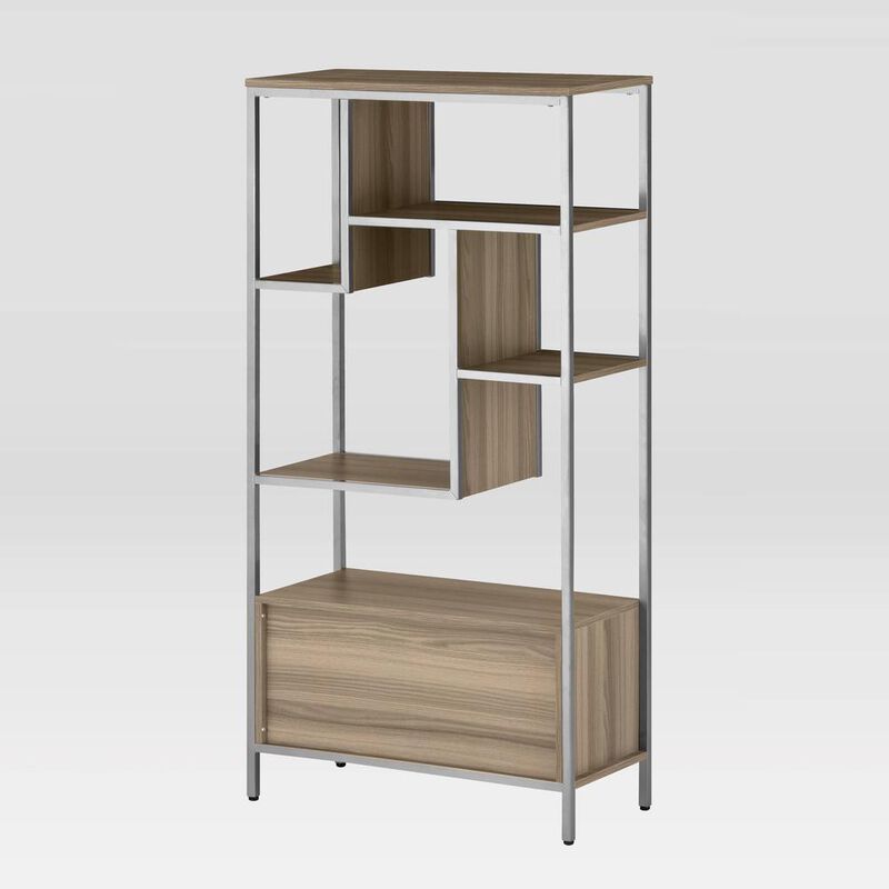 Techni Mobili Oak Storage Rack with  door cabinet