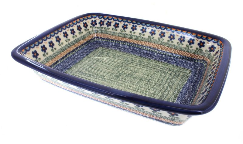 Blue Rose Polish Pottery Poinsettia Lasagna Dish