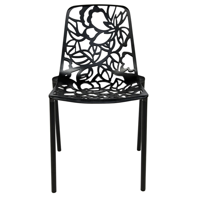 LeisureMod Devon Modern Aluminum Outdoor Dining Chair set of 4 in Brown