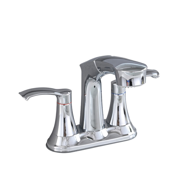 Bathroom Faucet With Pull Out Sprayer, 2 Handle 4 Inch Faucet Utility Sink Faucet, Chrome