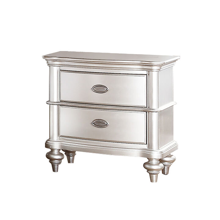 Streamdale Wood Nightstand With 2 Drawer In Silver