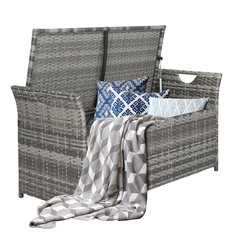 Rattan Locker with Iron Frame and Gradient Footstool Design