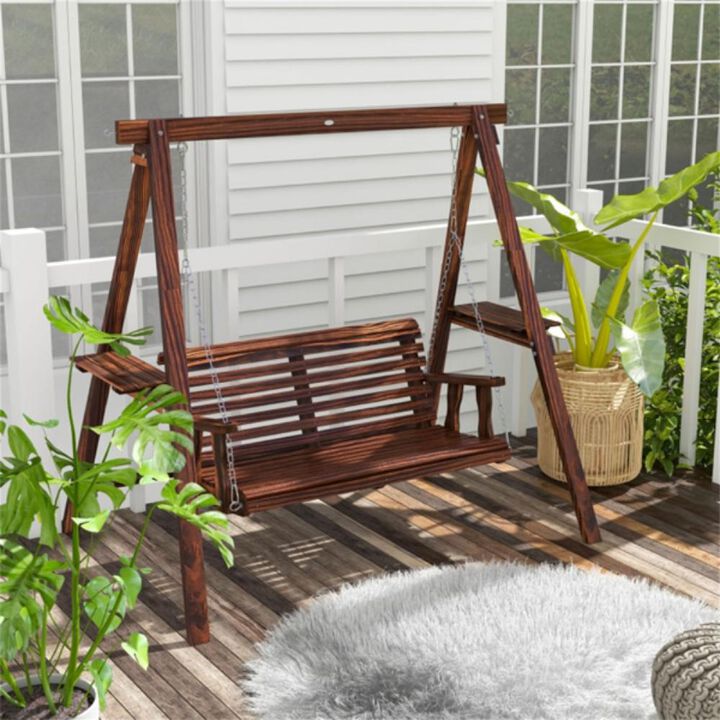 2-Seat Outdoor Porch Swing Sturdy and Comfortable Swing with Weather-Resistant Frame for Patio, Deck, or Garden Use