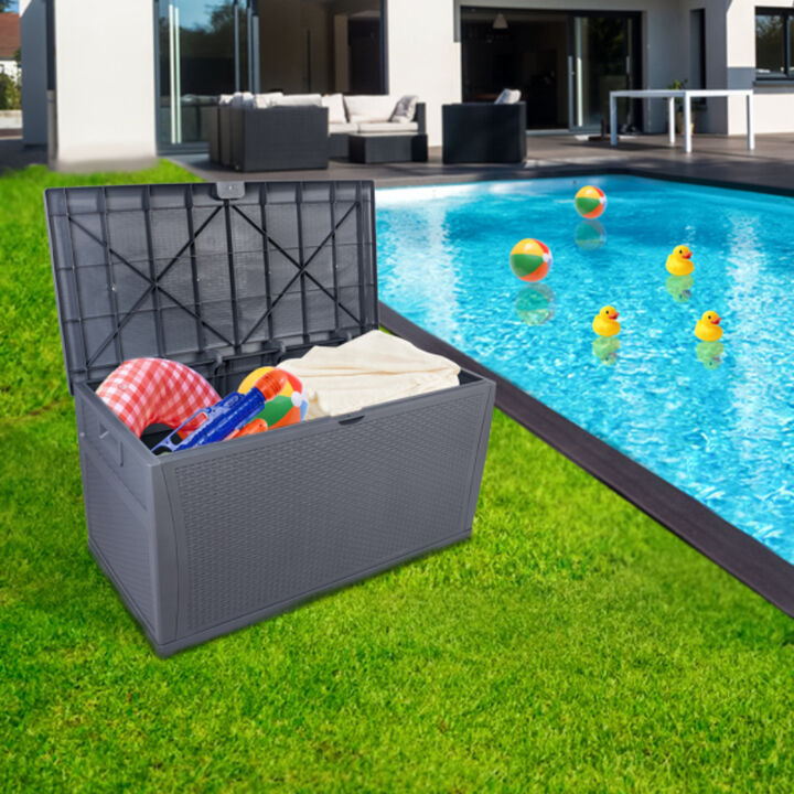Waterproof Outdoor Garden Storage Deck Box, Lockable Chest for Tools, Cushions, and Toys