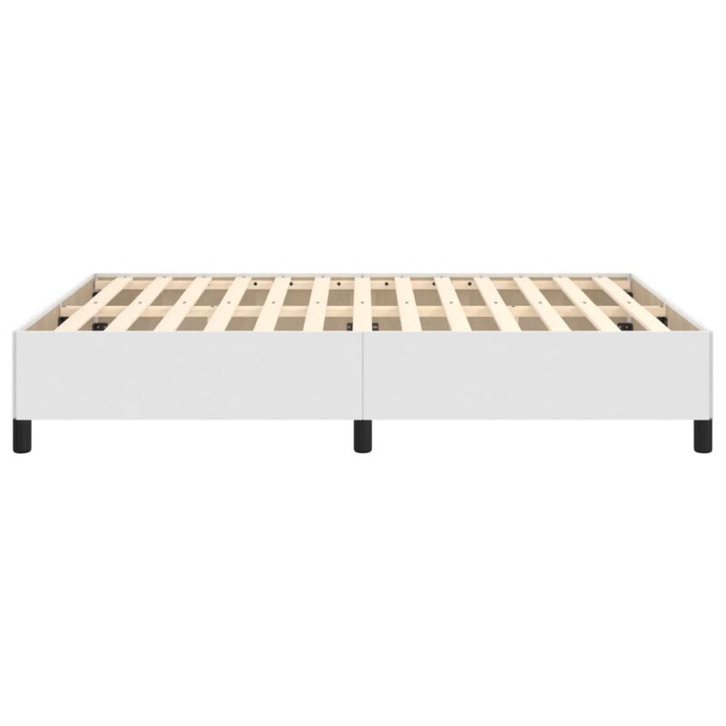 vidaXL Faux Leather Bed Frame, Queen Sized, Modern Style, White Finish, Suitable for 59.8"x79.9" Mattress, Resistant Engineered Wood Construction