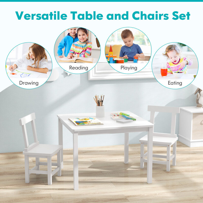 Wooden Kids Table and 2 Chairs Set with Anti-slip Foot Pads