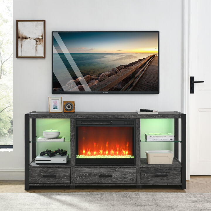 Streamdale 60" Electric Media Stand with LED Lights