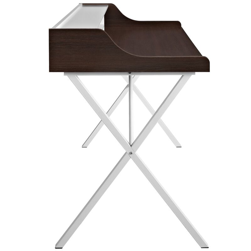 Modway Bin Contemporary Modern Writing Desk With Storage Cubbies in Cherry