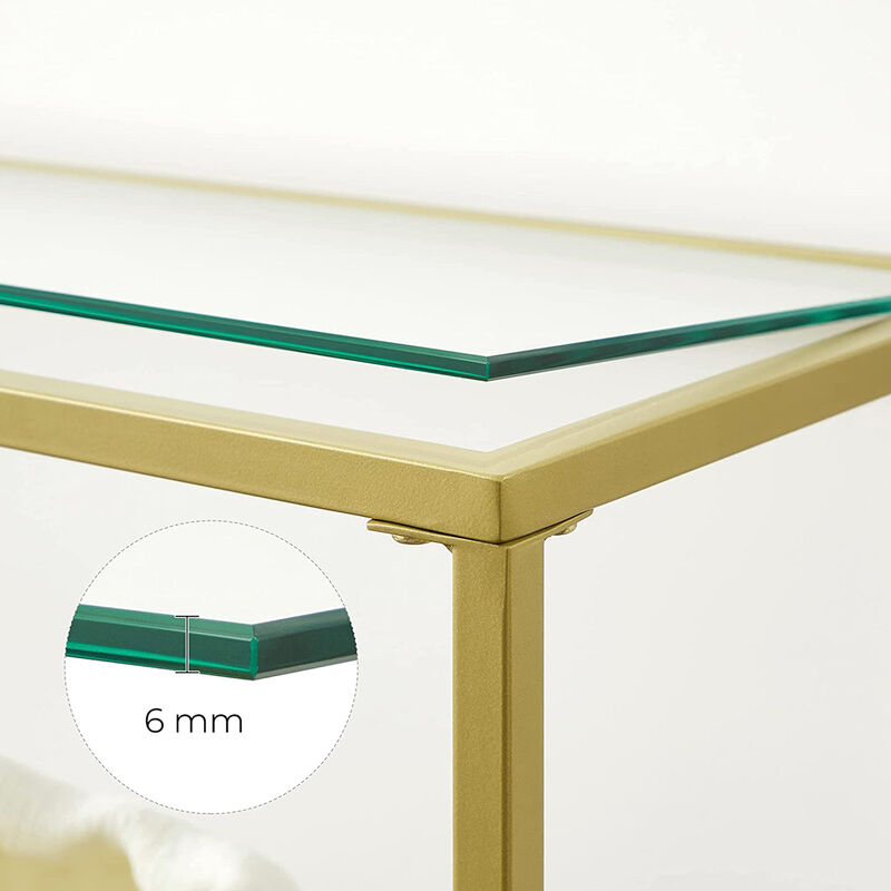 Contemporary Console Table with 3 Shelves - Metal Frame, Tempered Glass, Ideal for Bedroom