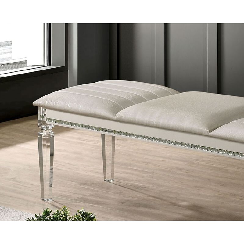 Solid Wood Bench with Crystal Accent
