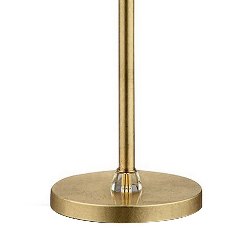 Floor Lamp with Hanging Crystal Accents, White and Gold-Benzara
